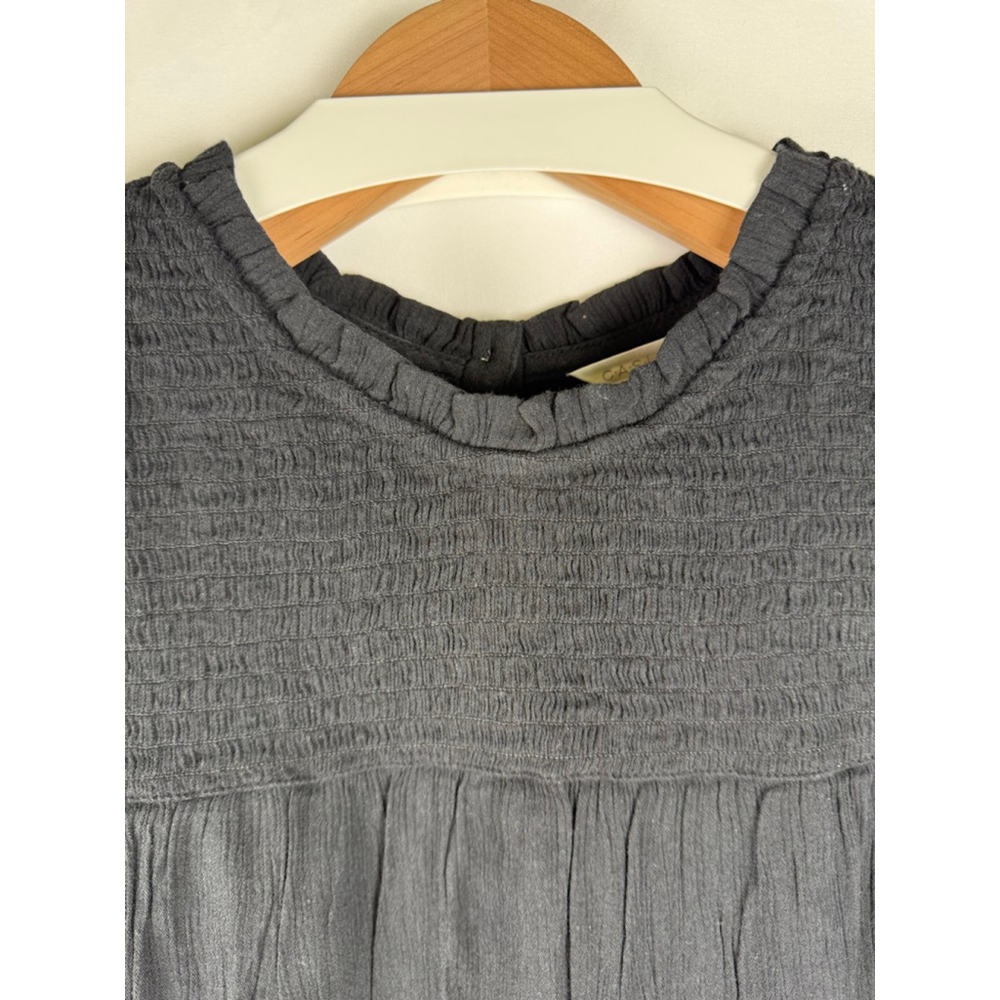 Women's Caslon Smocked Blouse Black Size XL - Picture 3 of 8